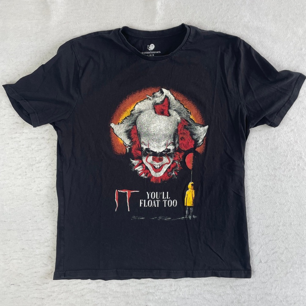 IT Movie T Shirt Mens Large Black Pennywise‎ You'll Float Too Graphic Tee